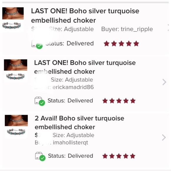 1 avail! Boho silver & turquoise statement choker - Picture 6 of 6